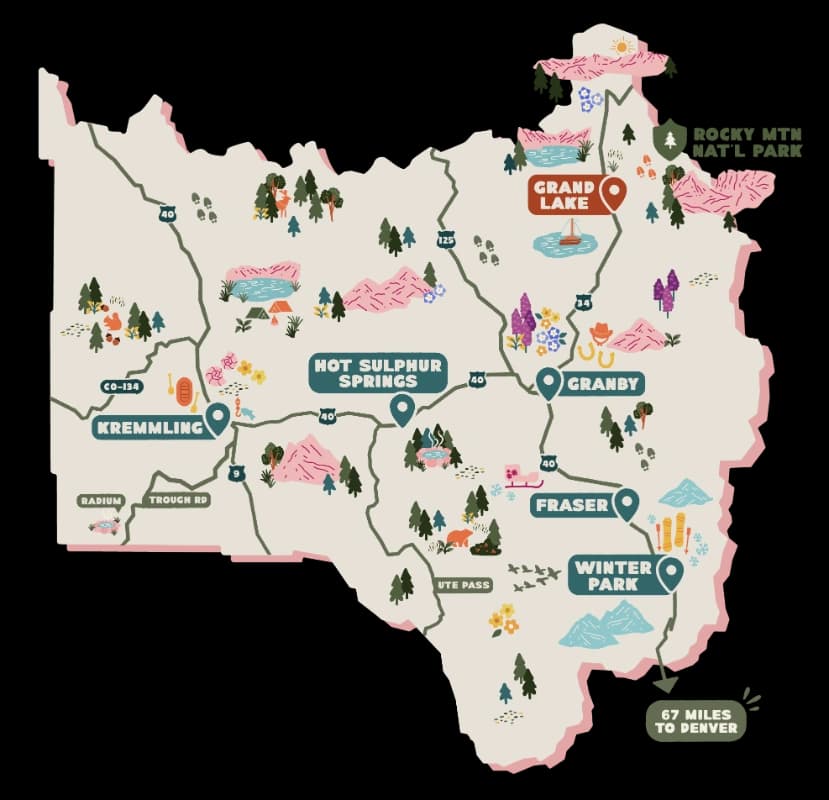 Map of mountain bike routes in Grand County
